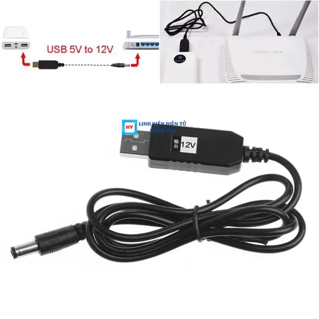 [FREE SHIP] Cáp chuyển điện áp sạc dự phòng USB 5v ra  9-12v cho Modem wifi
