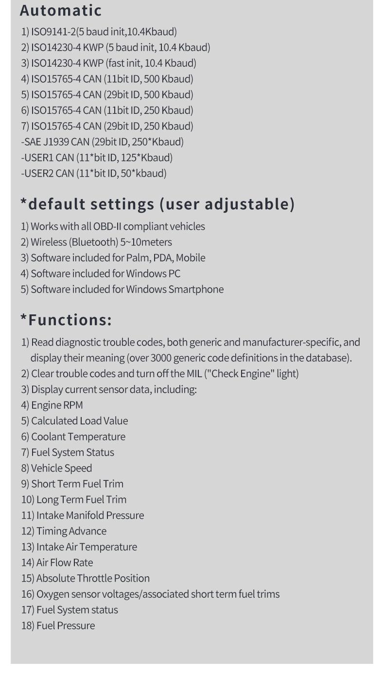 Product Introduction of HH OBD V2.1 Bluetooth 5.1 Automobile Malfunction Diagnosis Instrument ELM327 OBD2 7