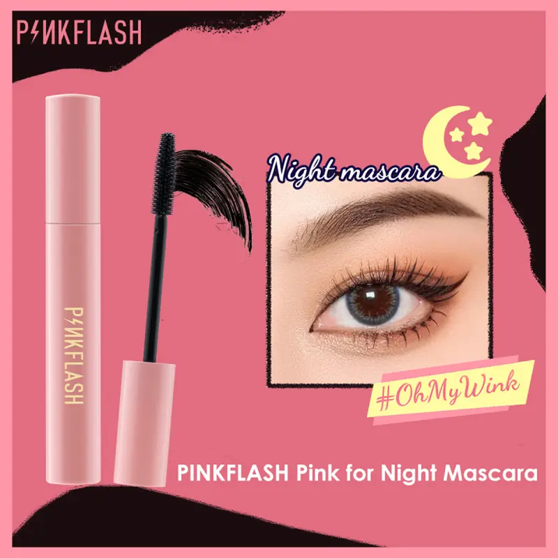 Bộ Trang Điểm Mắt, 4 Món, PINKFLASH, Mascara Không Thấm Nước, Bút Kẻ Mắt, Bút Chì Kẻ Lông Mày, Kẹp Mi 4