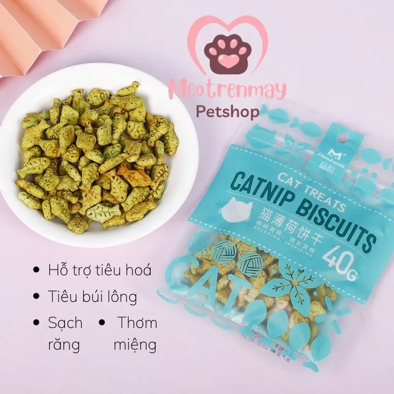 Bánh cá catnip đồ ăn vặt cho mèo Catnip Biscuits gói 40g