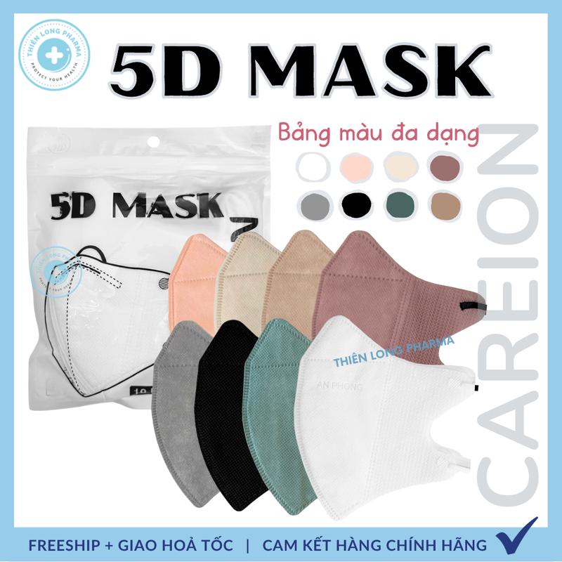 [Thùng 100 Chiếc] Khẩu trang 5D THÁI LAN, 5D MASK CAREION kháng khuẩn dày dặn nhiều màu sắc khẩu trang  5d