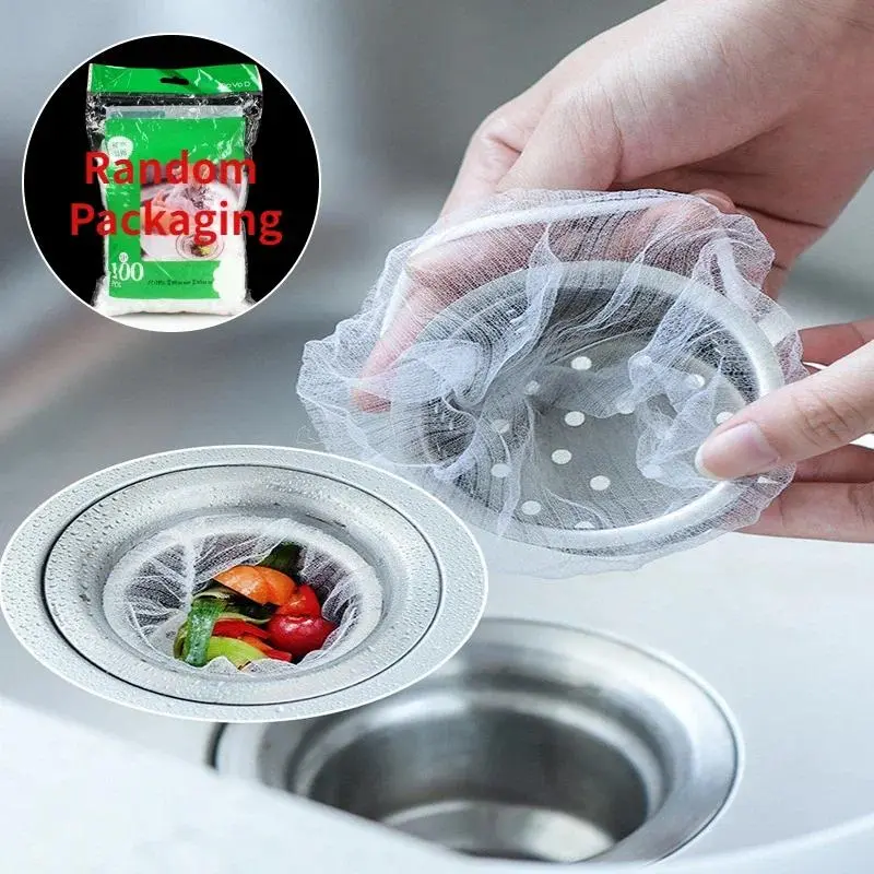 100PCS Kitchen Anti Clogging Sink Filter Screen Wash Vegetable Sink Sink Drain Filter Screen Disposable Floor Drain Mesh Bag