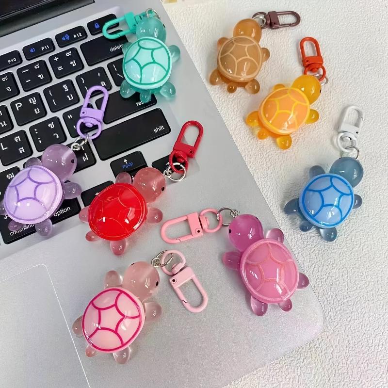 Single Piece Acrylic Luminous Turtle Keychain - Durable Carabiner Clip, Novelty Birthday Gift, Festival Accessory, Decorative Musical Keyring for Bags & Keys 1