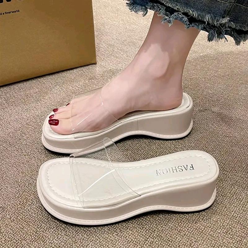 (FullBox Qc) Dép Nữ Quai Trong Suốt Đế 6cm KENGTA Shoes Cao Su DéP GiàY Jean