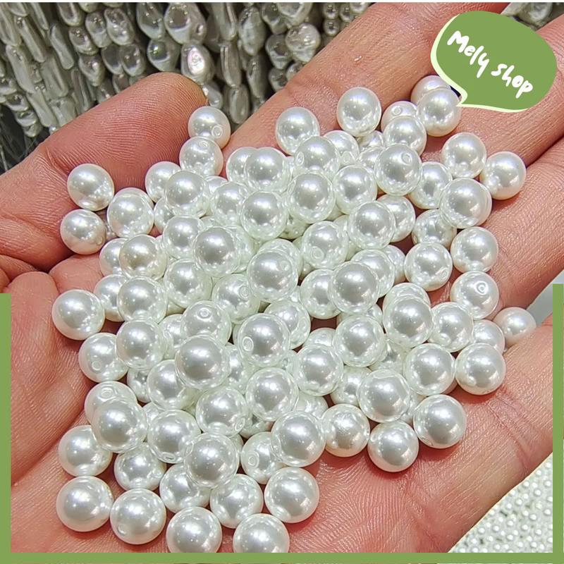 [Sỉ Lẻ Rẻ]_Bịch 100g, 200g, 500g Hạt Ngọc Trai Nhựa Có Lỗ, Hạt Ngọc Trai Giả 8mm Trang Trí Đồ Trang Sức