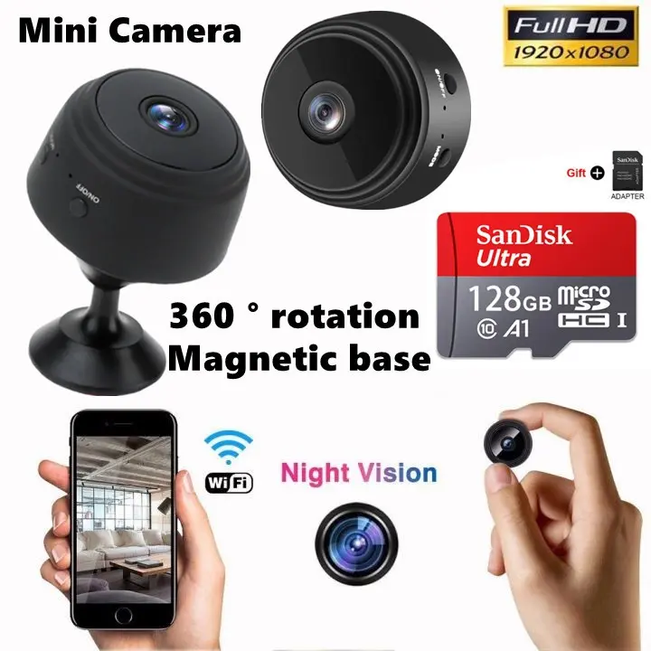 Camera Mini A9, Camera an ninh Wifi, Kết nối không dây cctv với điện thoại, Với hồng ngoại, Camera an ninh gia đình không dây 1080P HD, Chống trộm, Giám sát từ xa, Ứng dụng điện thoại di động, Mua 1 Lấy 1 Ưu Đãi