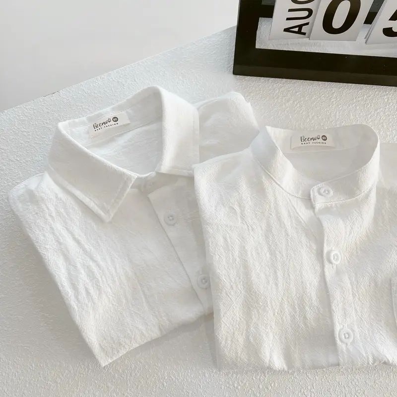 [FORM TO] Áo sơ mi cộc tay chất liệu đũi thoáng mát  kiểu dáng Basic dễ phối đồ 9-28kg 2