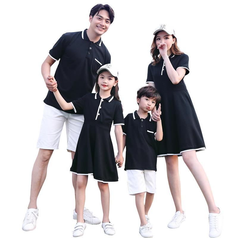 Hi Mia's Shop | Spring and Summer New Internet Celebrity Parent-Child Dress Summer Classic Style Mother-Daughter Dress Short Sleeve Couple Suit 4