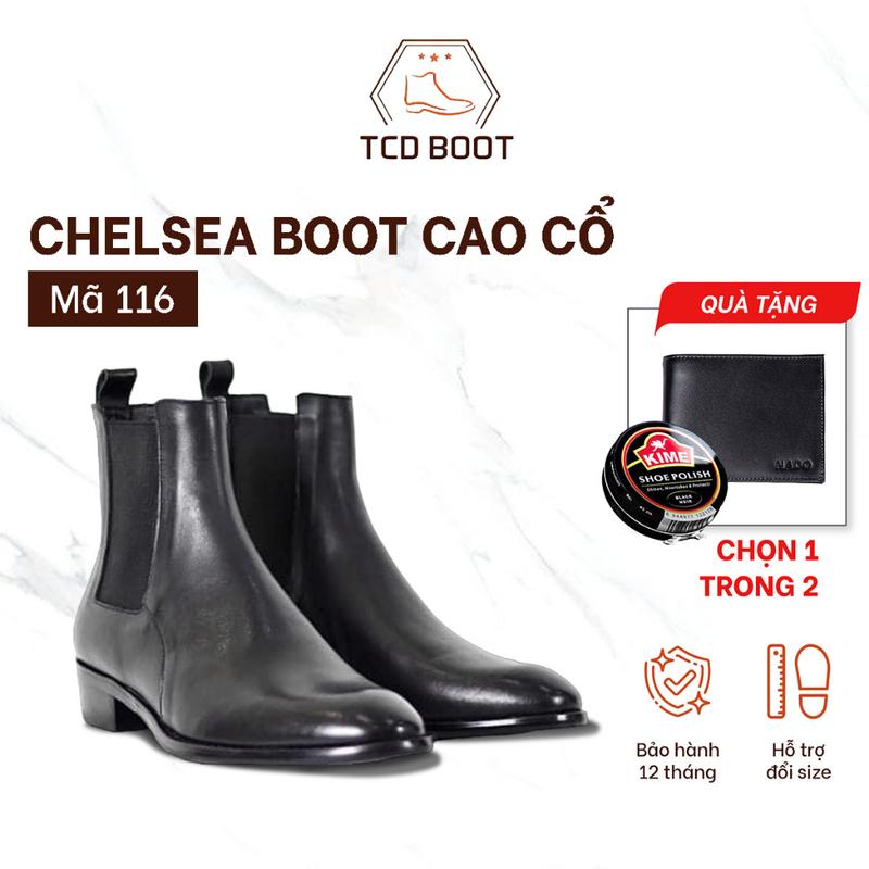 Chelsea Boot Nam Kiểu Dáng Cao Cổ Thời Trang, Giày Da Nam Trơn Bóng Đế Cao 4cm - Xưởng Giày Chelsea Boot 0
