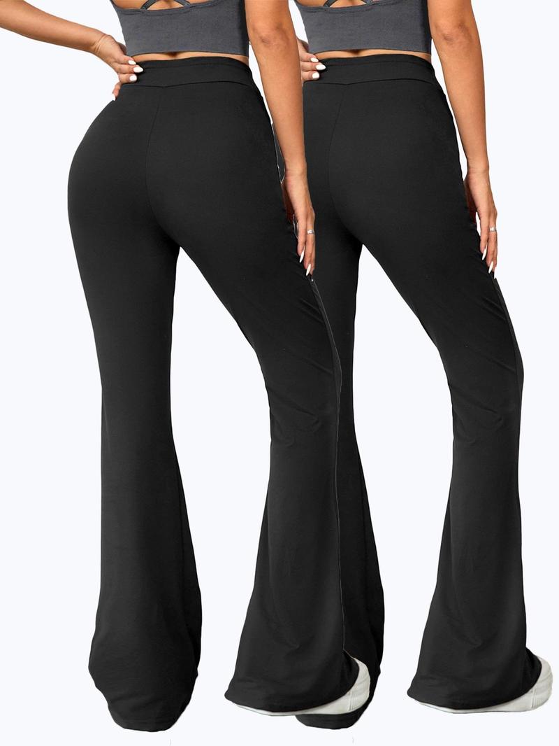 Product Introduction of Women's Solid Drawstring High Waist Flare Leg Sports Leggings, Casual Comfy Breathable Bell Bottom Sweatpants for Yoga Gym Workout Running, Ladies Sportswear for Fall & Winter 6
