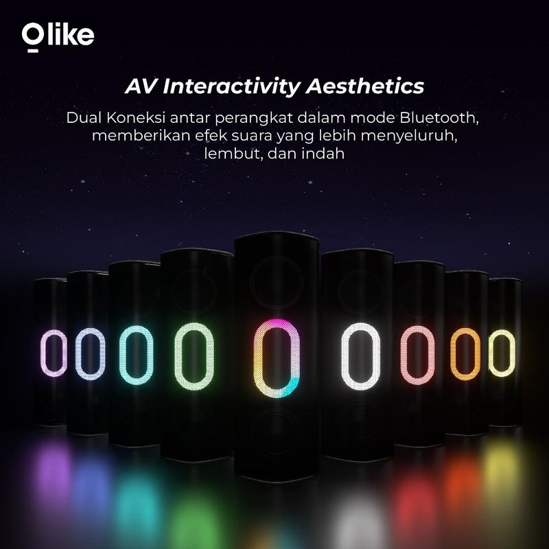 OLIKE SV1 COMBO SPEAKER RGB LIGHT BLUETOOTH PORTABLE STEREO TWS WIRELESS SLOT MEMORY MIC Lighting Telepon Bass karaoke 7