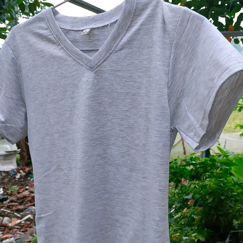 Áo Thun Cổ Tim Nam và nữ Dày Đẹp Màu ( trắng, xám, đen) Top  Menswear Cổ TIM Cotton Cổ Tròn 5