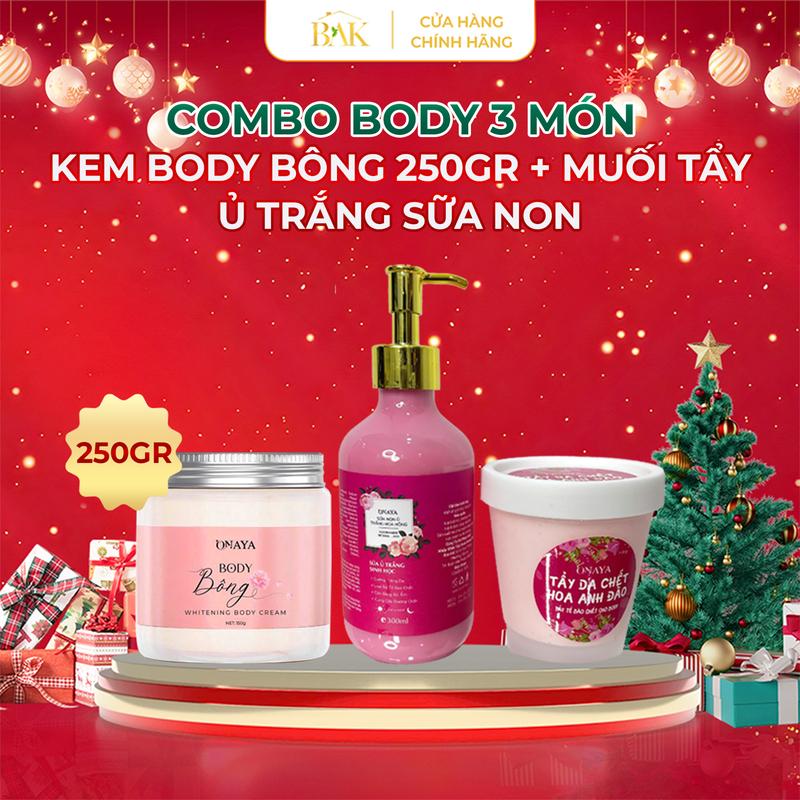 [Mua 1 Được 3] Combo Kem Body Bông 250gr + Ủ trắng sữa non 300ml + Muối tẩy hoa anh đào 150gr Onaya hỗ trợ làm sáng da ,Dưỡng Da Body Làm Đẹp Da Women 7