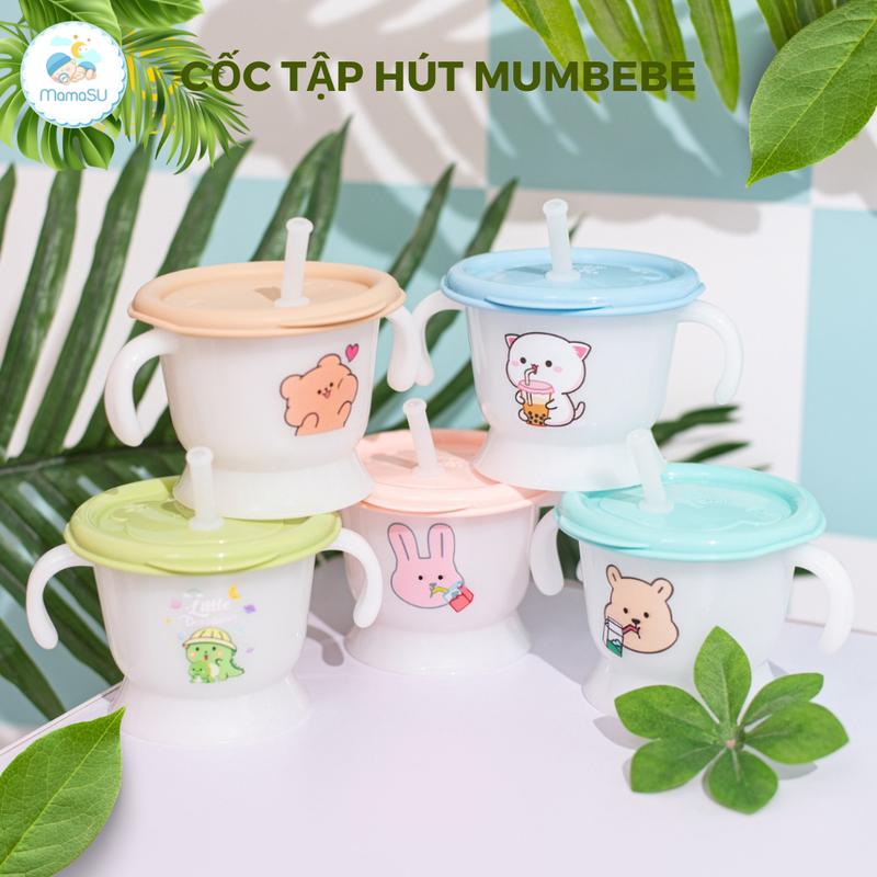 Cốc Tập Uống 3 Giai Đoạn Mumbebe Cho Bé Có Vạch Chia 160ml - Bình Tập Hút Nước Cho Bé Ăn Dặm Voi Ếch