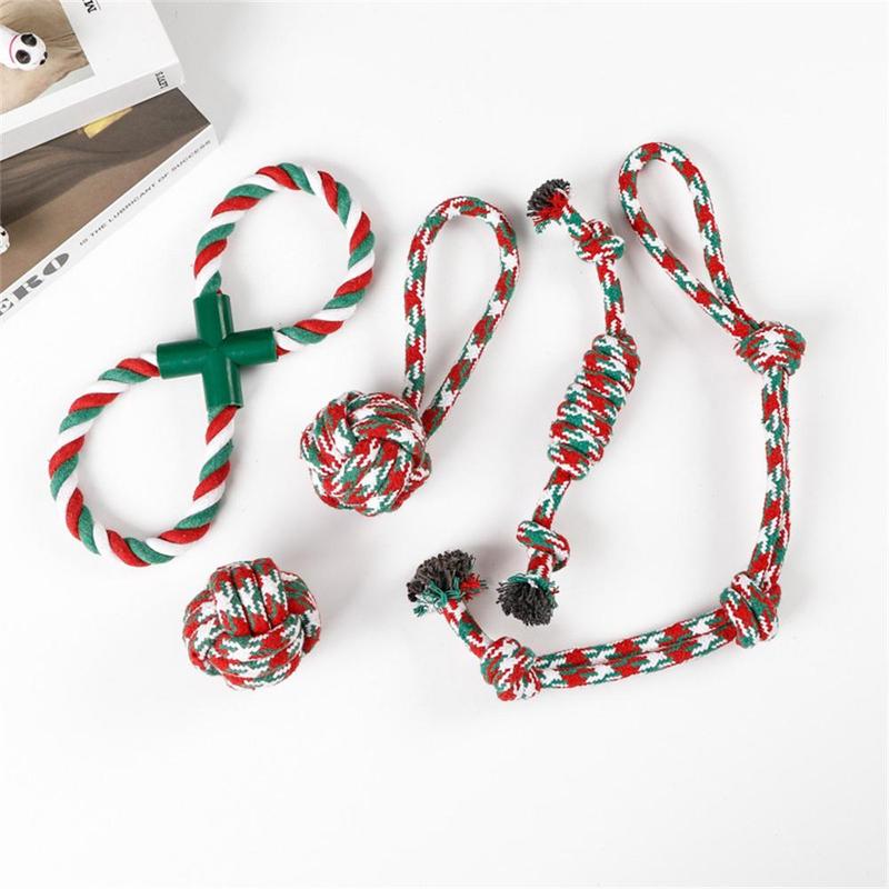 Product Introduction of Pet Chew Toy Set, 4 Counts/set Tear-resistant Rope Knot Teething Toy, Interactive Dog Toy, Dog & Cat Accessories 5