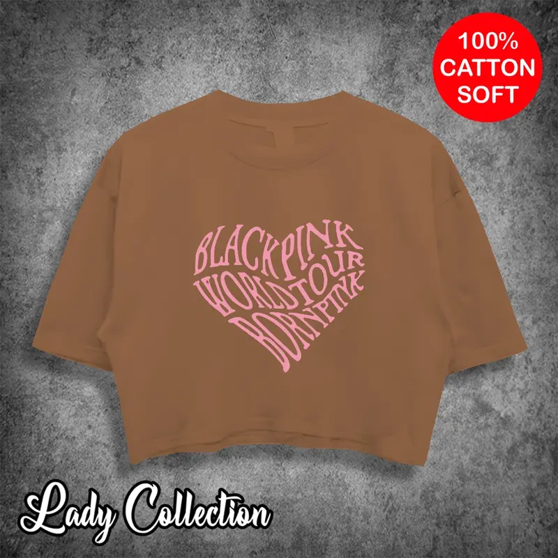 KAOS OVERSIZE CROP TOP BLACKPINK WORLD TOUR LOVE Combed Sablon Soft Wanita Popular M 2