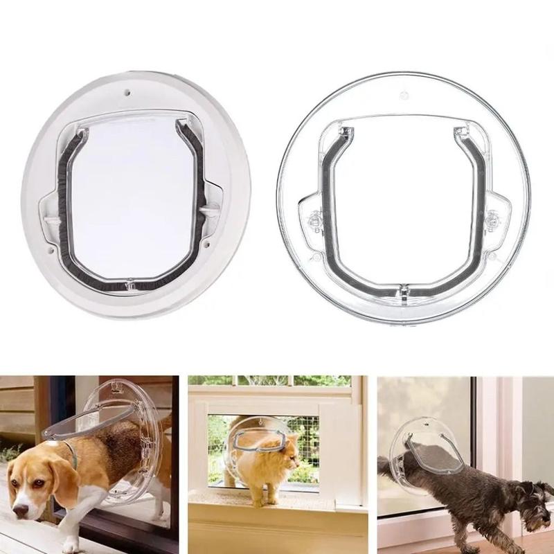Product Introduction of Small Pet Supplies Round Dog Cat Flap Door 4 Ways Lock Pets Dog Door Window Mute Opening Cat Interior Door Window Gate 12