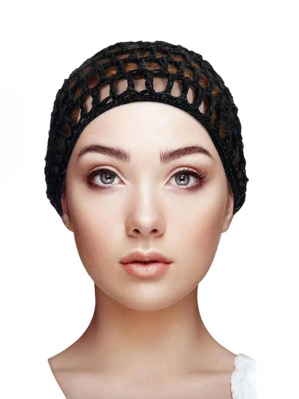 Solid Color Hollow Out Design Hats, Casual Elastic Hair Cap for Women, Fashionable Hair Accessories for Daily Wear 3