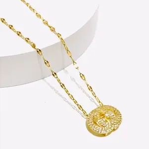 Permata Merah - Kalung Titanium Wanita Lapis Emas Anti Karat Motif Labu Mewah Elegan, Kalung Wanita Fashion Terbaru  Perhiasan  Wanita Dewasa