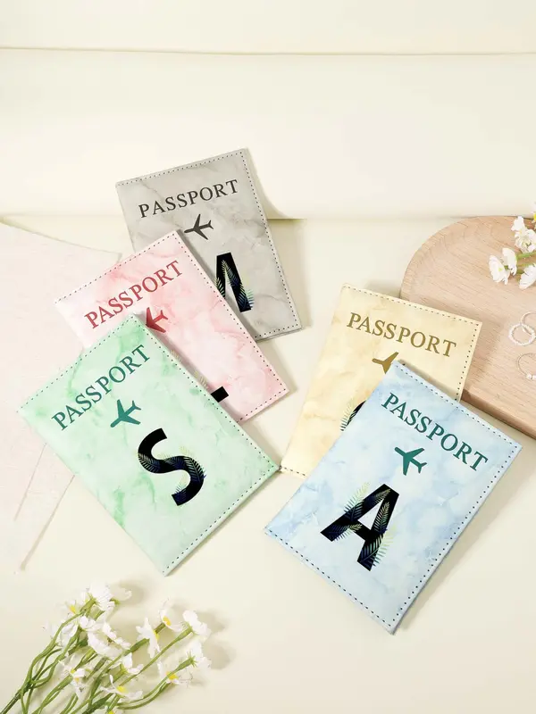 Letter Pattern Passport Case, Lightweight & Portable Passport Holder, Multi-functional Passport Cover, Travel Accessories for Men & Women 5