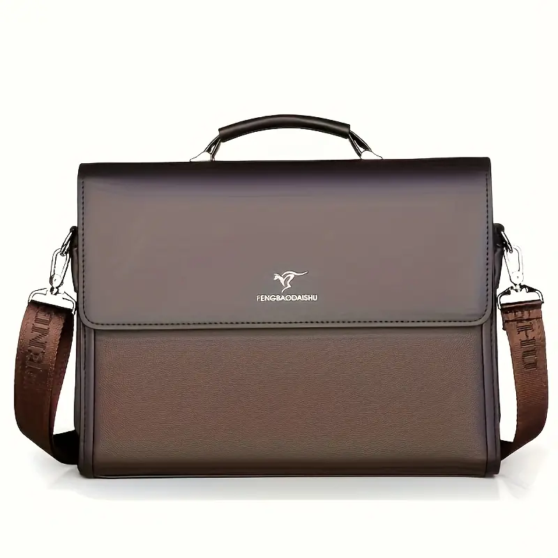 Men'S Business Briefcase, Personalized Men'S Accessory - Featuring Studded Details - Brown, Single Top Handle, 43.31-Inch Shoulder Strap, Suitable for Daily Commuting And Meetings, Everyday Carry Bag | Elegant Briefcase | Durable Handle, Br 1
