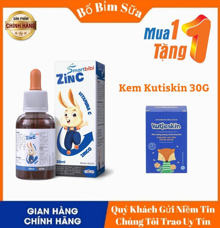 ( Quà Tặng ) Smartbibi ZinC Bổ Sung Kẽm Hữu Cơ Và Vitamin C Cho Bé Thiếu Kẽm Hộp 30ml Hàng Chính Hãng Vitamin