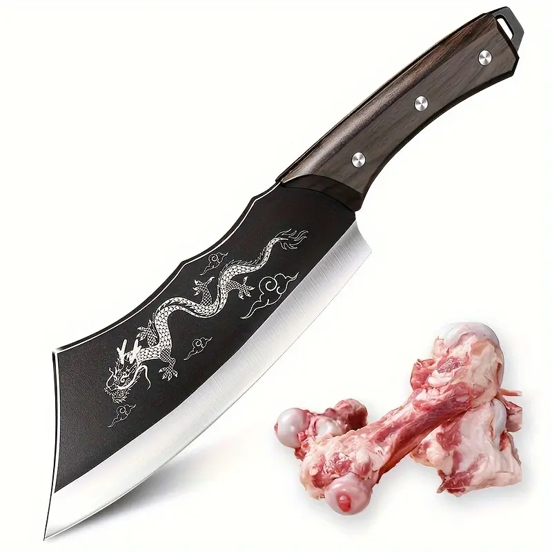 1 Pc Meat Cleaver Knife, Ultra Sharp High Carbon Stainless Steel 8 Inch Chef Knife, Butcher Knife For Meat Cutting, Professional Kitchen Knife With Ergonomic Pakkawood Handle, Chopping Knife Multipurpose Asian Knife For Home & Outdoor