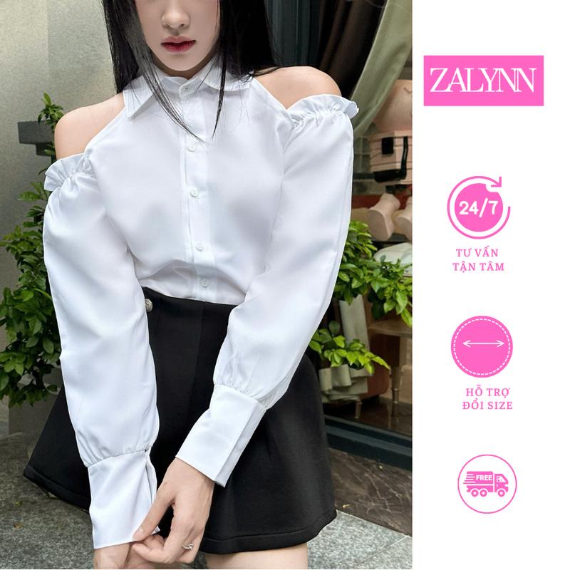 Áo Sơ Mi Nữ Tay Bồng Hở Vai  tiểu thư  ZALYNN SM01 Top Women