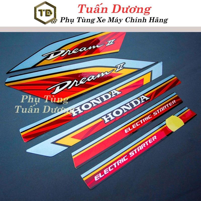 Tem Dream Thái Lửa 3 Lớp TD HÀNG CAO CẤP - Decal Dán Xe Dream Thái Đỏ Gắn Xe Dream Thái và Dream Việt các đời