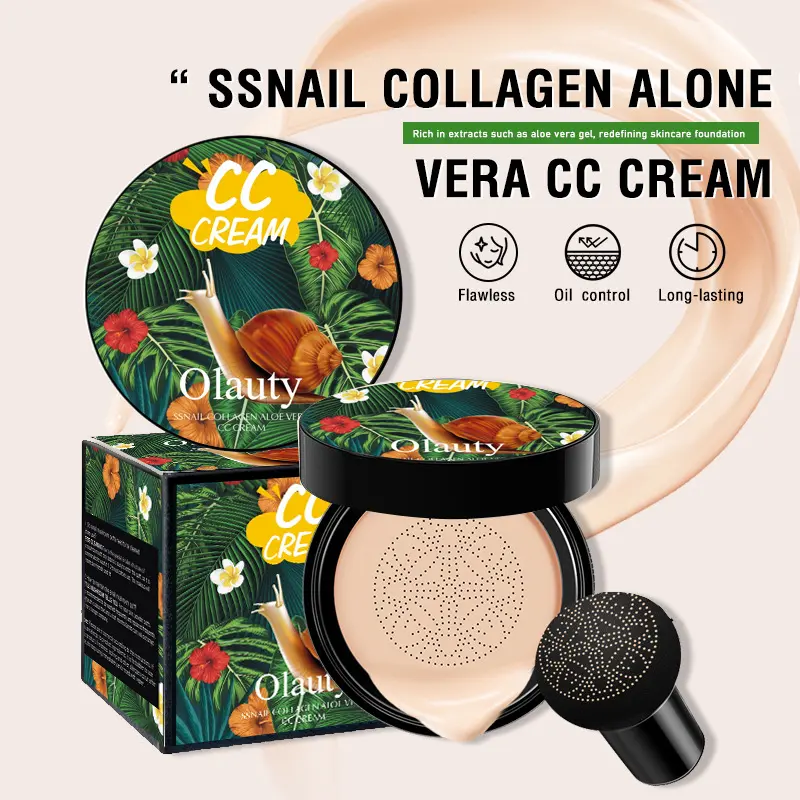 Snail mushroom head air cushion CC, BB cream concealer nude makeup liquid foundation waterproof and non-removing
