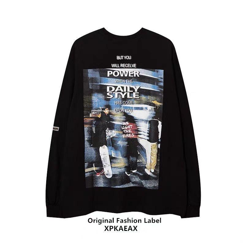 Áo Thun Dài Tay, Phong Cách Cổ Điển Mỹ Hip Hop Đường Phố, Buộc Tay, Dành Cho Nam Và Nữ, Dáng Rộng Rãi Và Phong Cách Lười Biếng, Áo Rap, Làm Bằng 100% Cotton 0