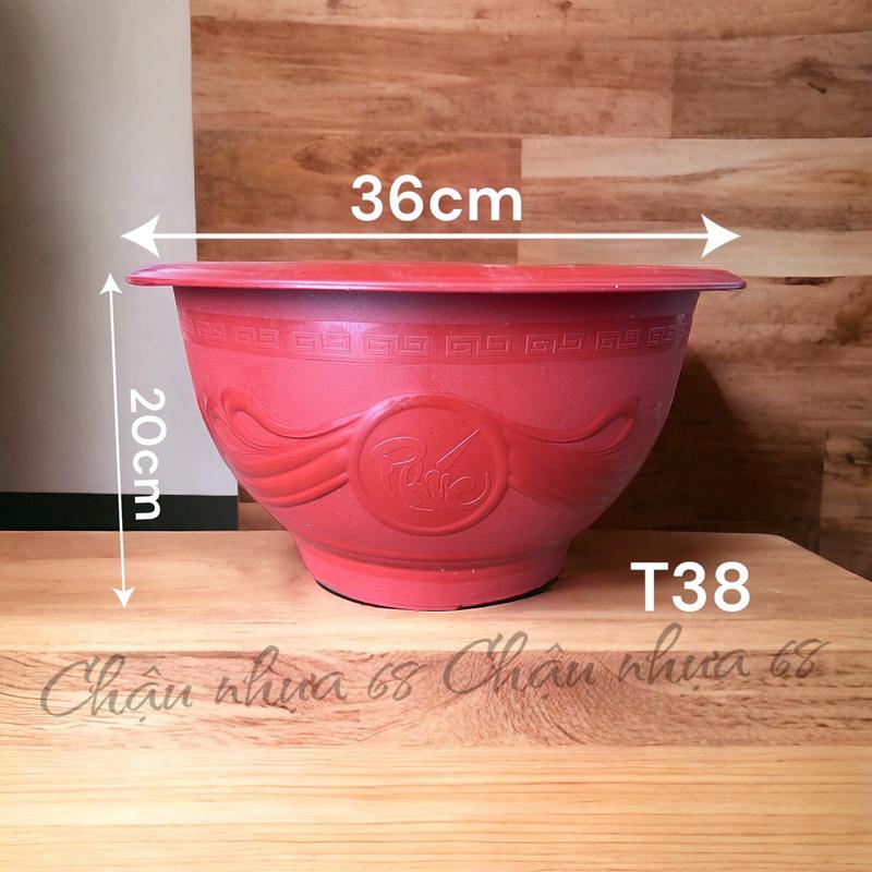 (10 Cái Tuỳ Màu) Chậu Nhựa T38 Trồng Cây Loại Dày Dặn 36x20 + Thêm 1 Cái T33