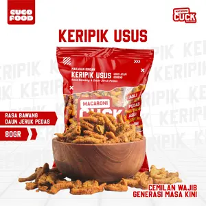 Keripik Usus Pedas Daun Jeruk Kemasan Reguler 80 gr Snack Cemilan Gurih Asin
