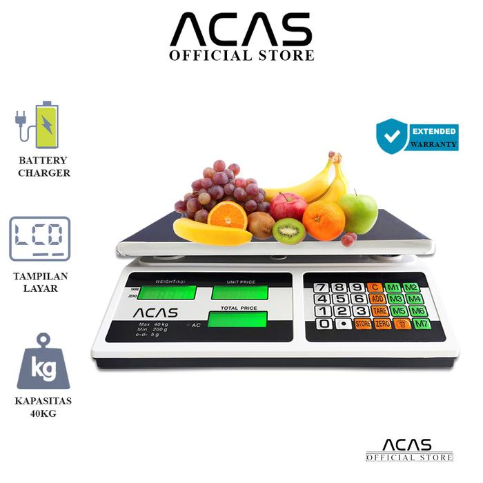 Promo ACAS 836 40Kg / 200Gr Timbangan Duduk Digital Meja Double Display ...