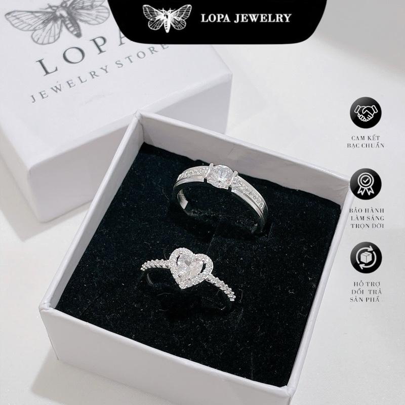 Hộp Xinh Nhẫn Đôi Bạc Ta LoPa SK93 - Nhẫn Tim Đính Đá Tình Yêu Cặp Đôi Bạc ta Chuẩnnhẫn đôi bạc ta nhẫn tình yêu nhẫn cặp đôi bạc nhẫn tim đính đá bạc chuẩn trang sức đôi lứa