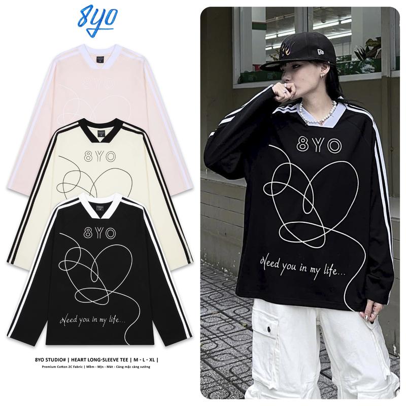 Áo Thun Tay Dài 8YO HEART JERSEY Tee Unisex Local Brand Cotton Cổ Chữ V Nam Nữ Top
