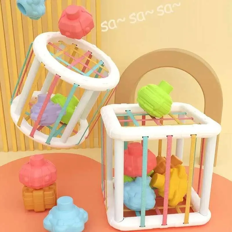 Montessori Baby 0-12 Months Sensory Development Learning Educational Toys Colorful Blocks Sorting Game For Babies Infant