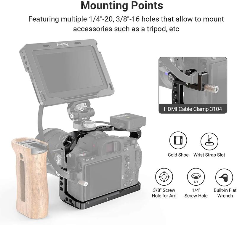 Product Introduction of DSLR, SmallRig, untuk Sony A73, A7M3, A7R3, Cage Kamera Cahaya A7III, Rig Kamera A9, dengan Lekap Kasut Sejuk, Kit Kamera, 2918 25