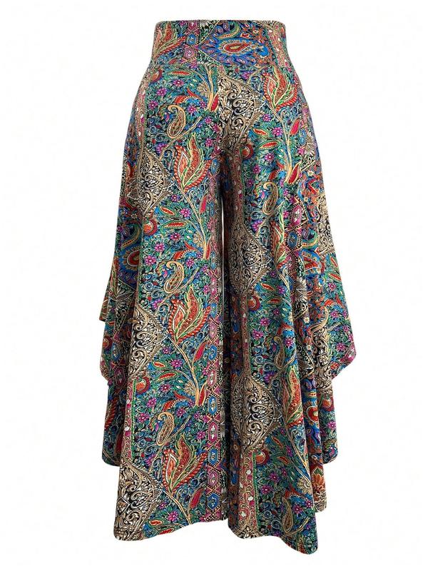 【Plus Size】 Floral Print Pants, Boho Casual Comfy Trousers for Daily Wear, Women's Bottoms for All Seasons, Clothing 8