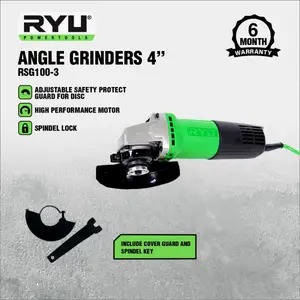 RYU MESIN GERINDA TANGAN RYU Model RSG 100-3 Angle Grinder 100mm 11000rpm 580W Garansi 6 Bulan
