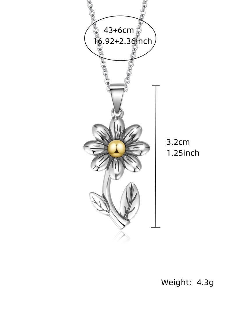 Product Introduction of 925 Sterling Silver Daisy Pendant Necklace, Fashion Jewelry for Party, Daily Clothing Decor, Trendy All-match & Exquisite Jewelry for Birthday Gift with Box 1