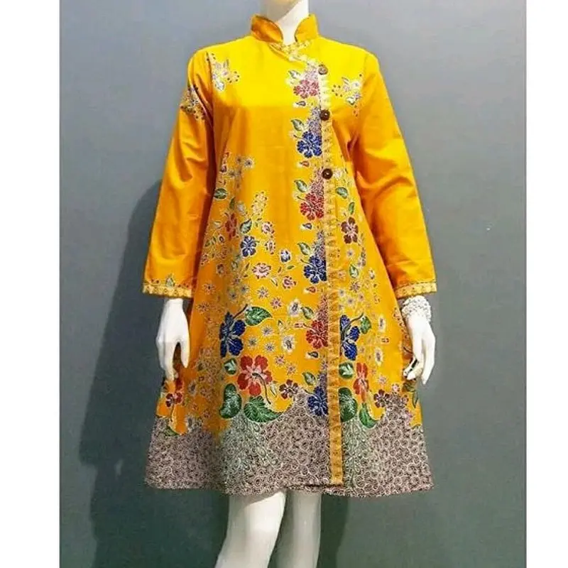 Batik Tunik Tanah Air Kain Katun Primisima HALUS TUNIK JUMNBO LD:120 LD:130 kantor muslim Seragam Kondangan Atasan Wanita Casual  Nyaman Motif Cantik 4