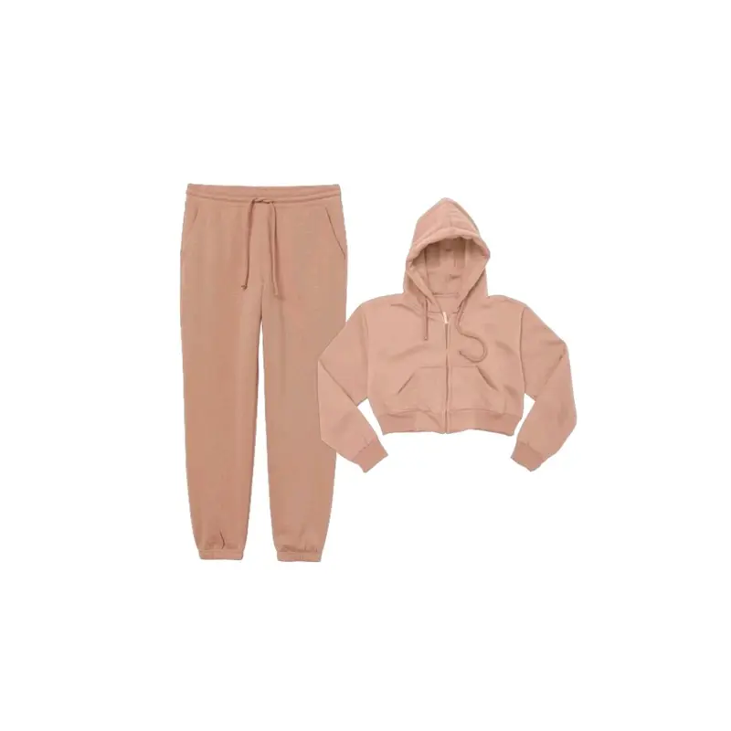ONE SET HOODIE ZIPPER  CROP+CELANA JOGER SWEATPANTS POLOS Wanita 5