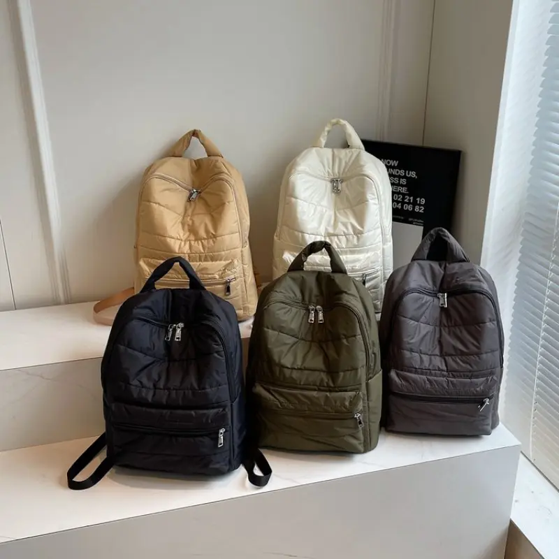 Solid Color Women Backpack Large Capacity School Bag For Girls Nylon Waterproof Travel Backpacks