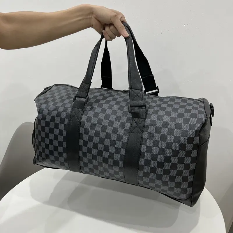 Túi du lịch cỡ lớn kẻ đen size 50 3