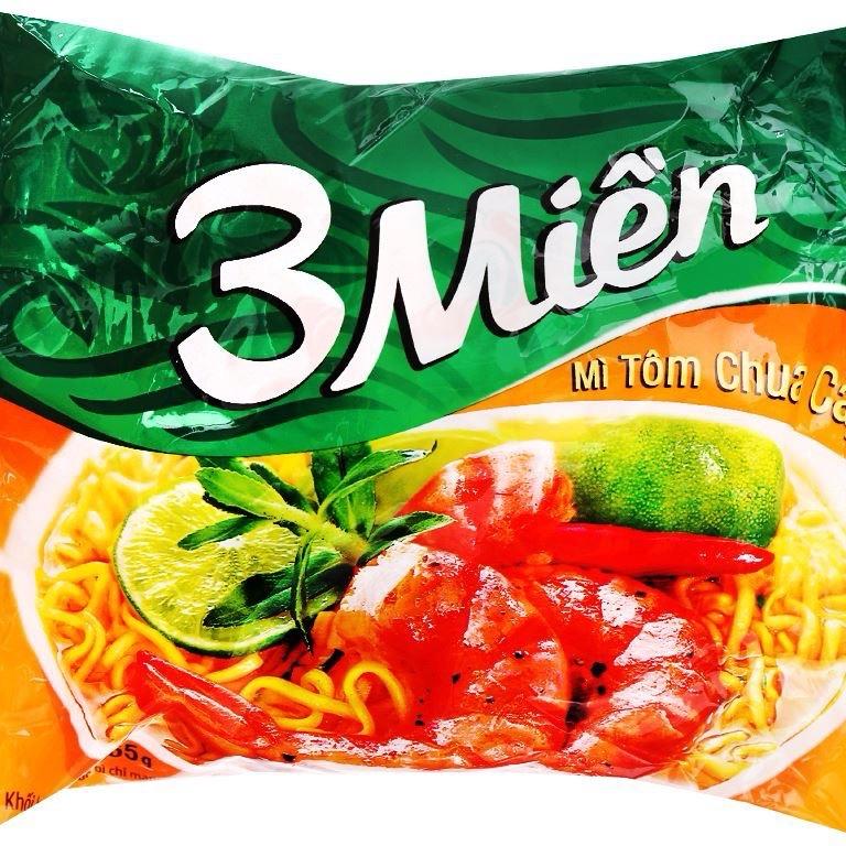  1 thùng mì 3 miền tôm chua cay  30 gói x 65g  