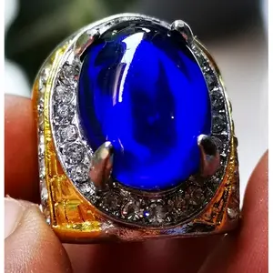 Cincin Cod Blu3 K1ng Sh4fhiree Alpaka Super Mewah Batu 17x13x8 mm - Ring Titanium pria keren akik