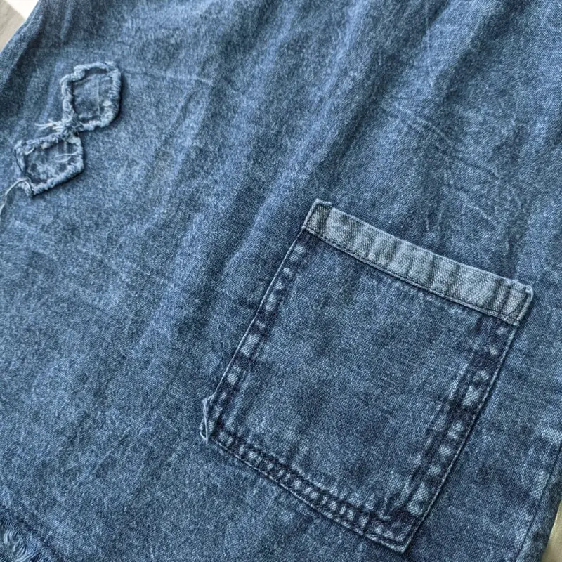 DRESS JEANS ANAK || MODEL KERUT DADA || USIA 4-6 TH || BAHAN DENIM 6,5 OZ Fashion setelan 4