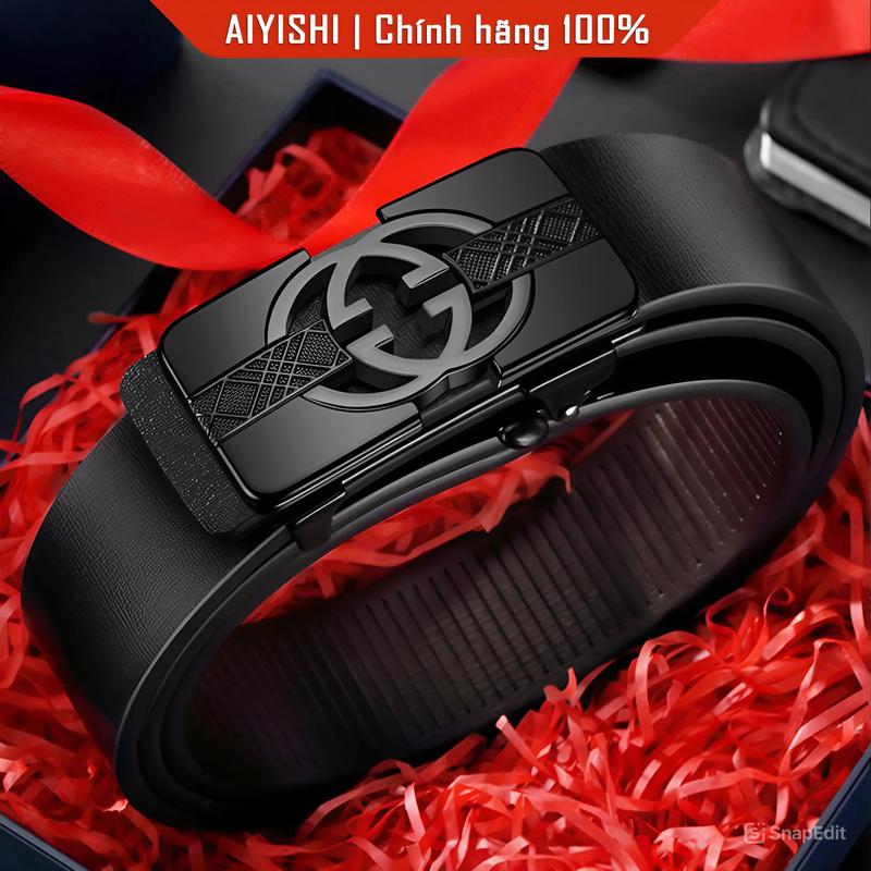 Thắt Lưng D30 Mặt Hợp Kim Không Gỉ, Hàng Chính Hãng 100%, Khóa Tự Động, Da Cao Cấp, Giấu Dây Luồn Trong, Dây Nịt Nam AIYISHI Phong Cách Hàn Quốc.