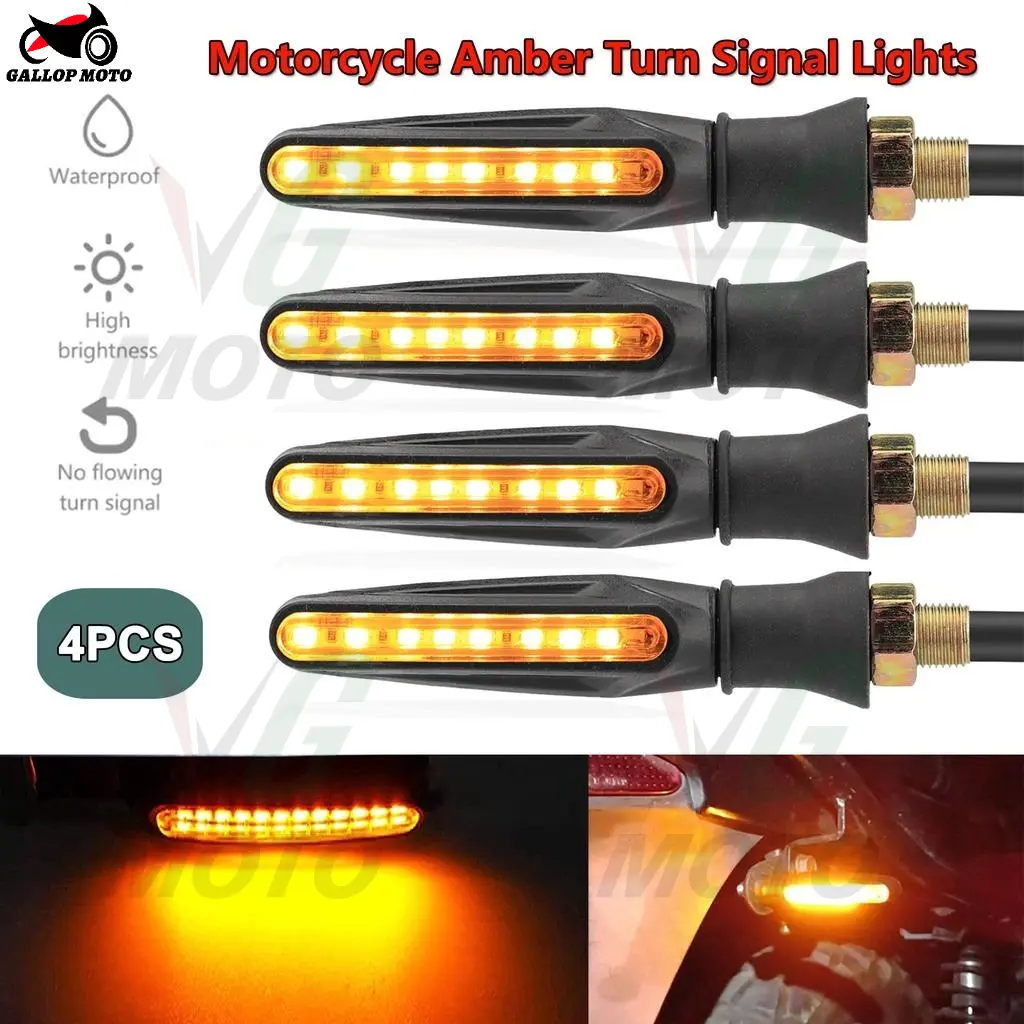 4pcs Motorcycle Flasher Turn Signal Lights Bendable Motorbike Indicator Blinker Motorcycle Lights